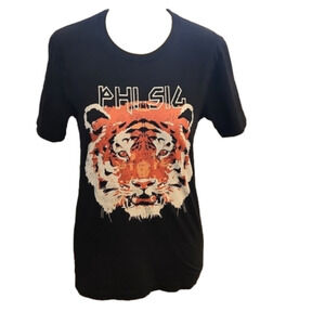 Womens Tiger Graphic Black Tee Size Small.